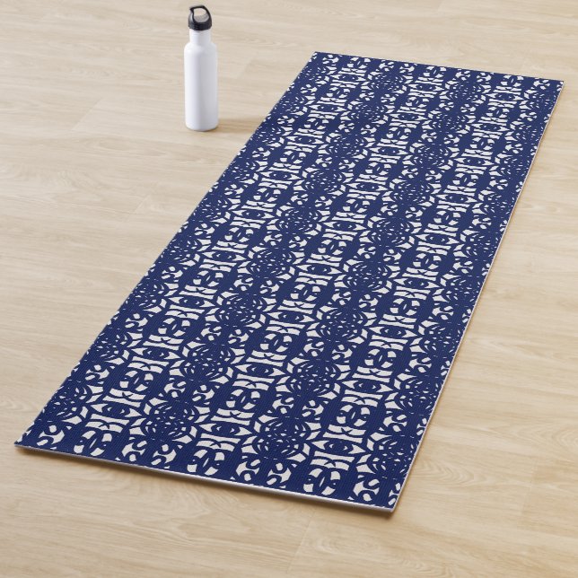 Blau-weißes einzigartiges abstraktes Muster Yogamatte (Beispiel)