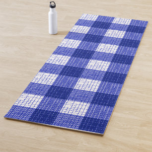 Blau-weißes, fett kariertes Karo-Design Yogamatte