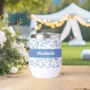 Blau-weißes florales botanisches Muster mit indivi