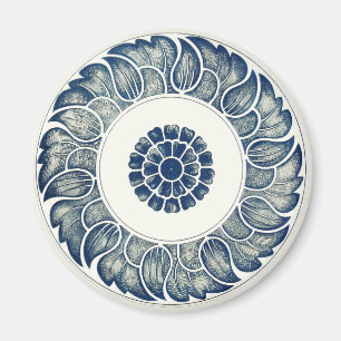 Blau-weißes florales chinesisches Rund Magnet
