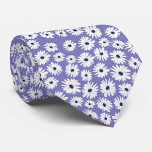 Blau weißes Gänseblümchen-Blumenmuster Krawatte