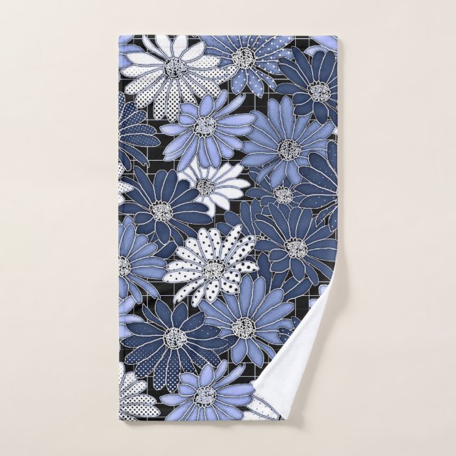 Blau-weißes Gänseblümchenmuster Handtuch (Handtuch)