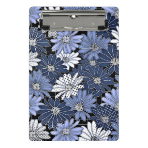 Blau-weißes Gänseblümchenmuster Mini Klemmbrett