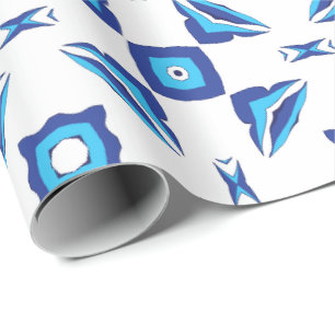 Blau-weißes geometrisches Muster Geschenkpapier