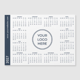 Blau-weißes Geschäftslogo 2027 Magnetkalender Magnetkarte