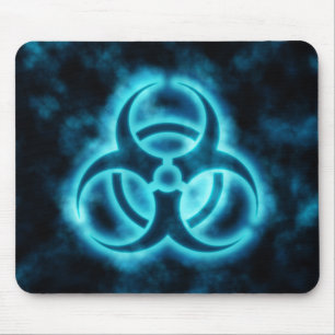 Blau-Weißes Glühen-Biogefährdung-Symbol Mousepa Mousepad