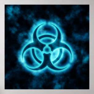 Blau-Weißes Glühen-Biogefährdung-Symbol-Plakat Poster