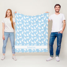 Blau-Weißes Hasenmuster Süße Kaninchen und Name
