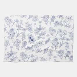 Blau-weißes klassisches Blumen-Tee-Tuch Geschirrtuch