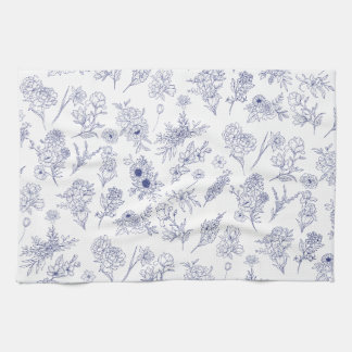 Blau-weißes klassisches Blumen-Tee-Tuch Geschirrtuch