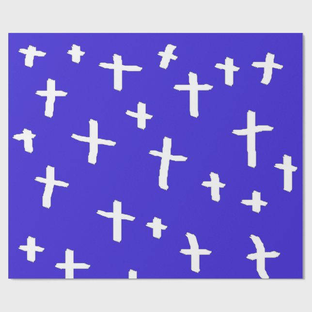 blau weißes Kreuz Geschenkpapier (Flach)