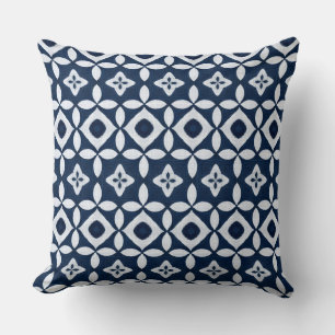 Blau-weißes, maritimes Boho-Wurfkissen Kissen