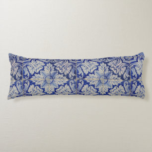 Blau-weißes mediterranes Vintage-Blumenmuster Seitenschläferkissen