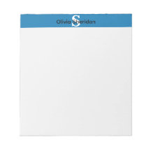 Blau-weißes Monogramm-Notizbuch