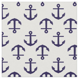 Blau-weißes nautisches Anker-Muster Stoff