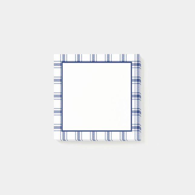 Blau-weißes nautisches Karo Post-it Klebezettel (Vorderseite)