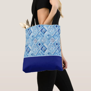 Blau-weißes rautenförmiges Patchwork-Farbenblock