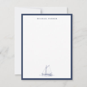 Blau-weißes Segelboot Maritim  Dankeskarte