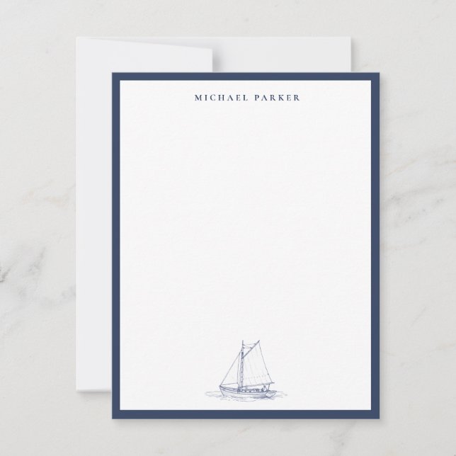 Blau-weißes Segelboot Maritim  Dankeskarte (Vorderseite)
