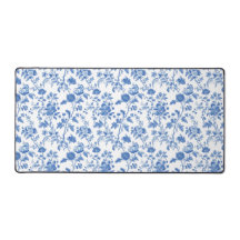 Blau-weißes Vintage-Blumen-Toile-Muster 