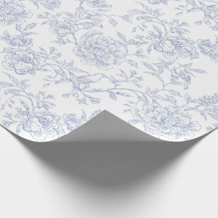 Blau-weißes Vintage-Blumenmuster nahtlos Geschenkpapier