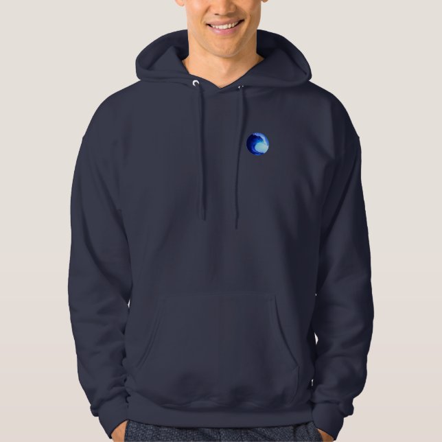 Blau-Welle im Surfstil Hoodie (Vorderseite)