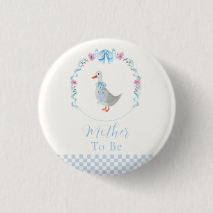 Blau werdende Mutter Gingham Alberner Gans Baby-Pa Button