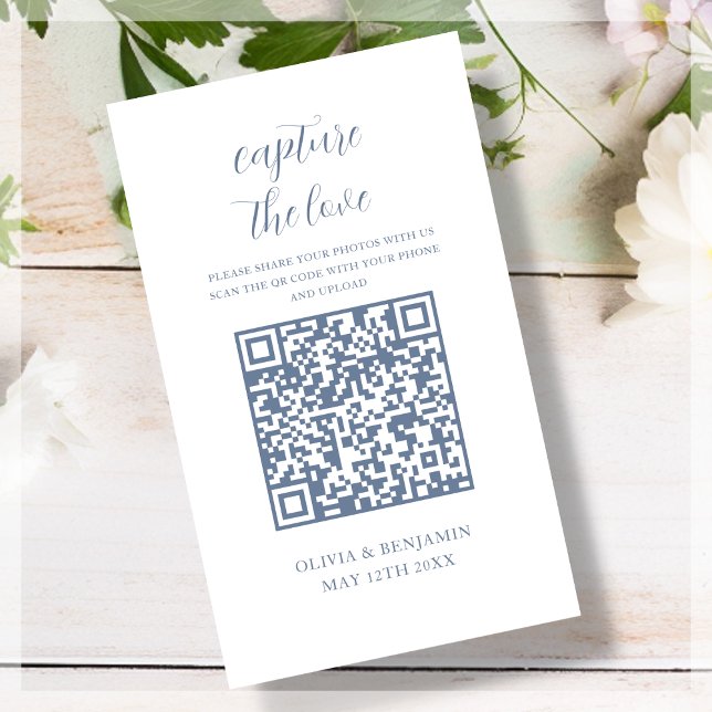 Blau | White Capture the Liebe QR Code Begleitkarte (Von Creator hochgeladen)