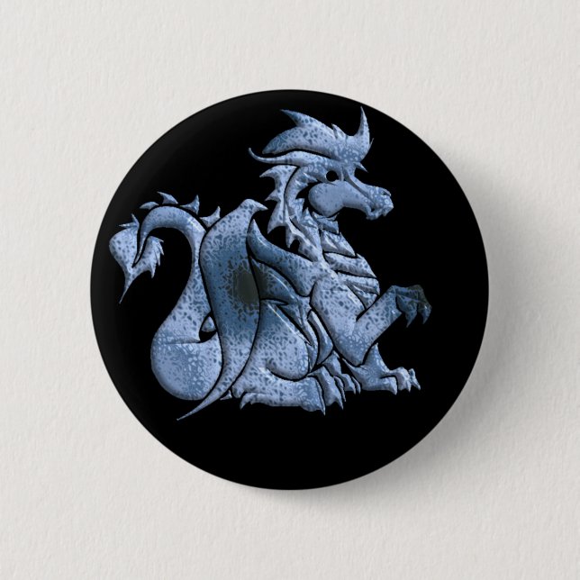 Blau Winged Drache-Knopf Button (Vorderseite)