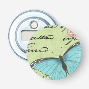 Blau-Winged Schmetterling auf aquamariner Flaschenöffner