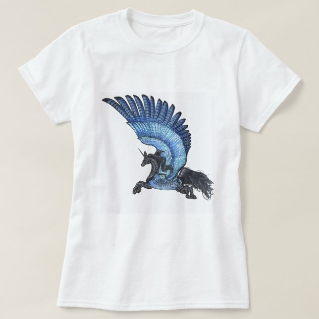 Blau Winged Unicorn-Shirt ohne Grenze T-Shirt (Design vorne)