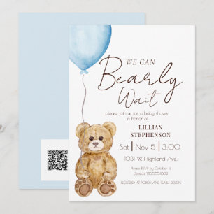 Blau wir können es kaum erwarten Junge Baby-Party  Einladung