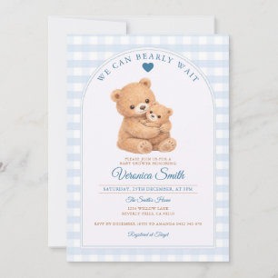 Blau Wir können es kaum erwarten Mama Bär Baby Sho Einladung