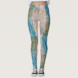 blau wirbelig leggings