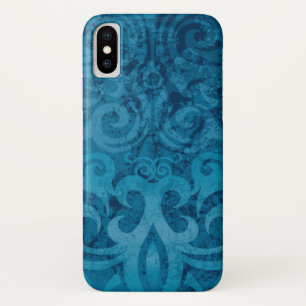 Blau-wirbelndes Damask-Muster Case-Mate iPhone Hülle