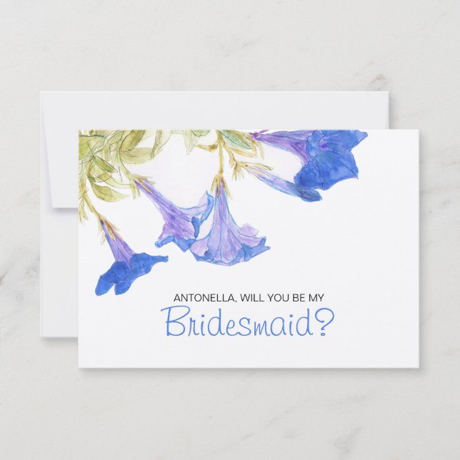 Blau wirst du meine Bridesmaid Blumen Einladung (Vorderseite)