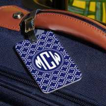Blau Wt Marokkanisch Weißer Kreis Monogramm DIY Hi