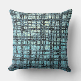 Blau X's und O's Pattern Black Karo Kissen