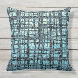 Blau X's und O's Pattern Black Karo Kissen