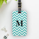 Blau Zickzack mit Monogramm Gepäckanhänger<br><div class="desc">Personalisieren Sie dieses elegante Produkt mit Ihren Initialen !</div>