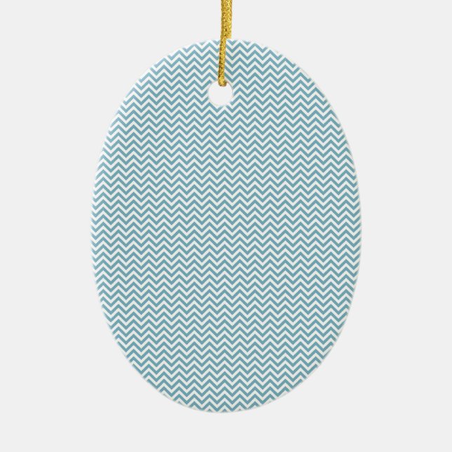 Blau Zickzack mit Monogramm Keramik Ornament (Vorne)