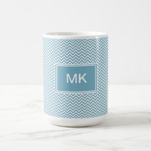 Blau Zickzack mit Monogramm Tasse
