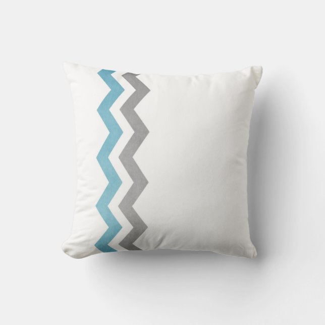 Blau-Zig-Zag-Muster Kissen (Vorderseite)