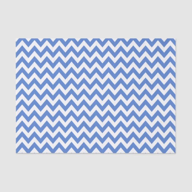 Blau ZigZag / Zickzack Muster Seidenpapier (Vorderseite)