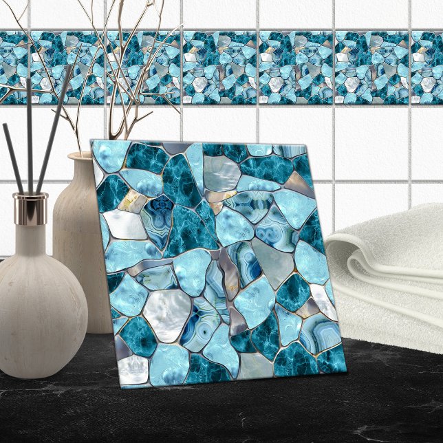 Blauaqua gemstone abstract cells fliese (Von Creator hochgeladen)