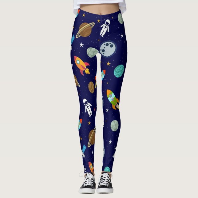 Blauastronautenmuster-Leggings Leggings (Vorderseite)
