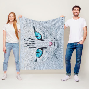 Blaüäugige Fluffige Katze Fleecedecke
