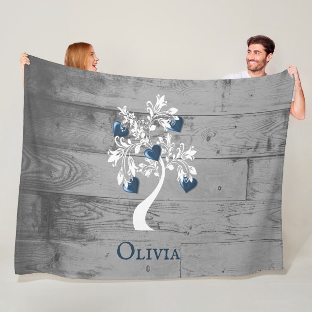 Blaubaum des Herzens Personalisiert Fleece Blanket (Beispiel)