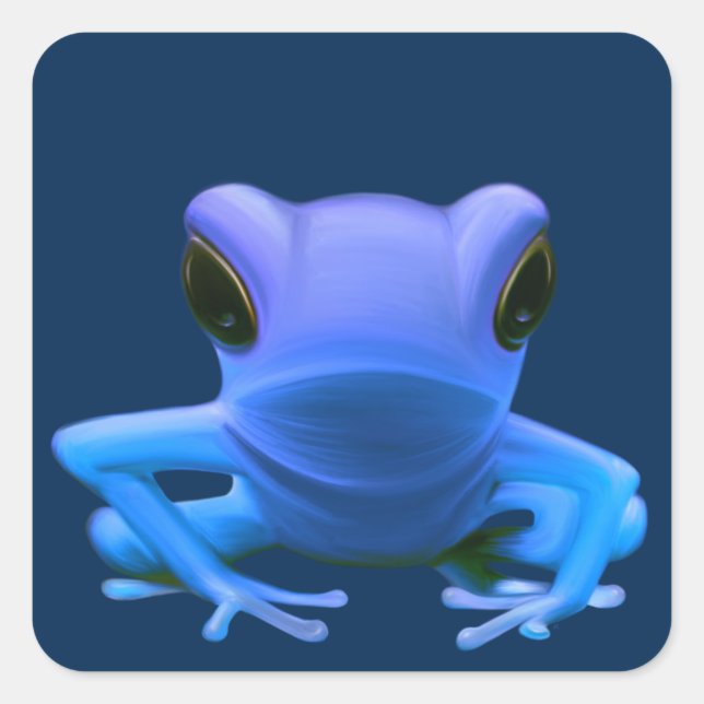 Blaubaum Frog Quadratischer Aufkleber (Vorderseite)