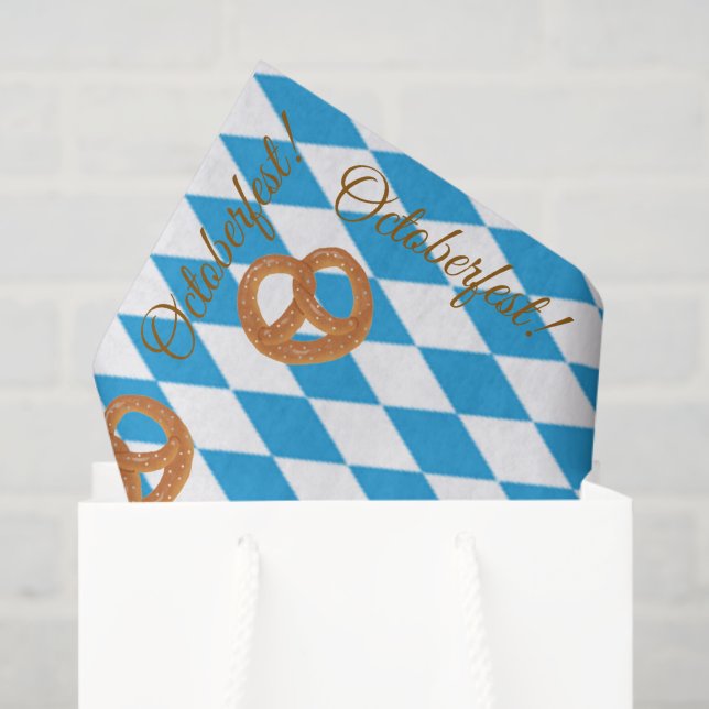 Blaubayerische Oktoberfest-Pretzels Seidenpapier (Geschenktüte)